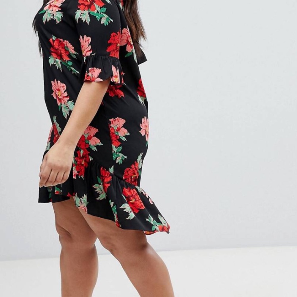 Floral drop hem dress
